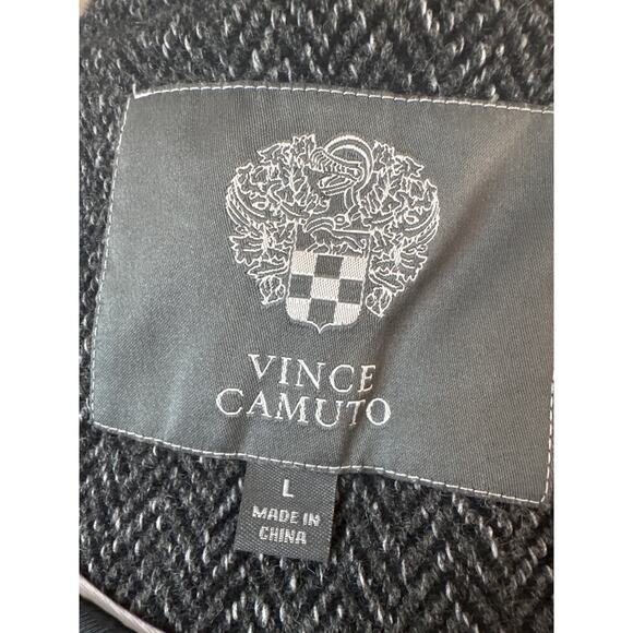 Vince Camuto Tweed Wool Gray/Black Peacoat Women's L Double-Breasted Outerwear - Picture 3 of 13